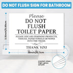 Please Do Not Flush Sign,Thick Acrylic Self-Adhesive Flush Only Toilet Paper Sign, Ideal for Restaurants, Bars, Hotels, and Airbnb (White)