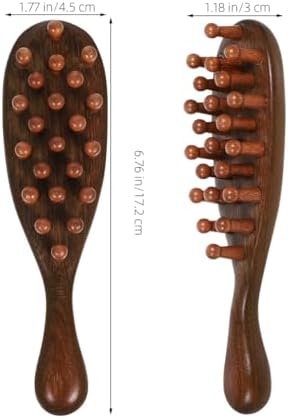 Wide Tooth Massage Comb with Ergonomic Handle - Natural Wood Scalp Massager for Hair Detangling Blood Circulation and Headache Relief Portable Hair Care Tool 6.77In