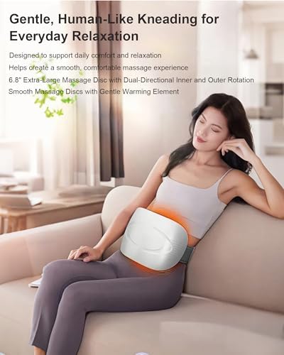Abdominal Massager Belt – Electric Belly, Stomach & Tummy Massage Machine and Tool with Dual Kneading Discs, Soothing Heat, Wireless & Rechargeable
