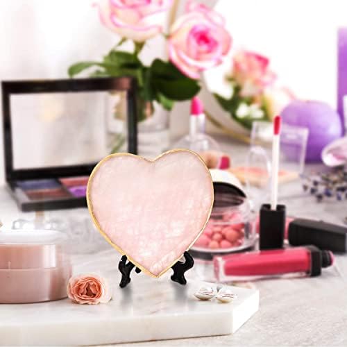 Yougoals 4PCS Rose Quartz Agate Heart Pink Geode Stone Drink Coaster Gift Box, Crystal Decoration for Birthday, Christmas, Valentine's Day, Wedding, Coffee Table