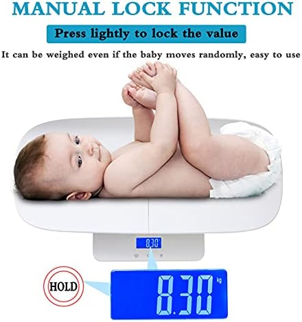Baby Scale,Digital Baby Scale,Multi-Function Toddler Scale,Mom Baby Scale,Infant Scale with Hold Function,Large LCD Display Capacity220Ib Measurement Range 0-60Cm Height(White)