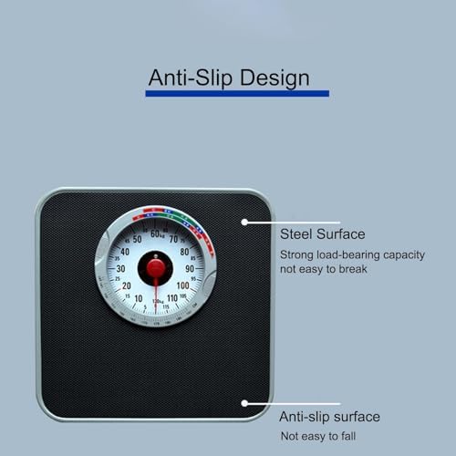 Mechanical Weight Scale, Mechanical Bathroom Scale, Weigh Up to 120Kg, Easy to Read Rotating Dial, No Batteries, All-Steel Body,for Home School Hospital Gym