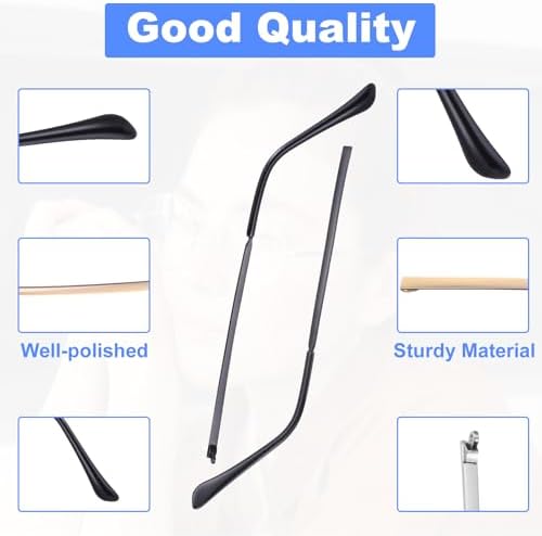 Glasses Repair Kit with Screws 2 Pairs Arm Replacement Eyeglass Glass Kit Temple Tightening Replacement for Legs Arms Replace Arms Eyeglasses Parts Blackand Golden