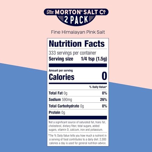 Morton All-Natural Himalayan Pink Salt, Fine, (17.6 oz), 2-Pack, Perfect for Baking, Blending & Cooking