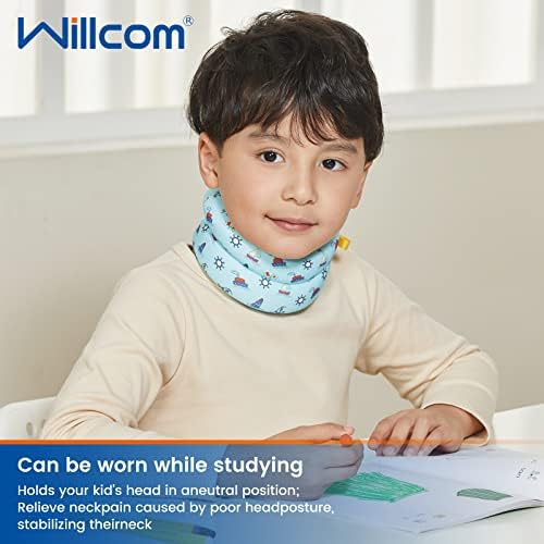 Kids Soft Neck Posture Corrector Brace, Prevent Humpback, Cervical Collar Support for Pain and Spine Alignment Straightener (Blue, 10.5-11.5inch)