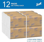 Scott Professional Essential C-Fold Folded Paper Towels, Bulk (01510), Fast-Drying Absorbency Pockets, 13.15"x10.125" Towel, White (200 Sheets/Pack, 12 Packs/Case, 2,400 Sheet Total)