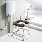 Potty Chair Bedside Commode Seat Portable Toilet Waterproof Safety Steel Frame with Non-Slip Leg Pad Comfortable Cushion for Adults
