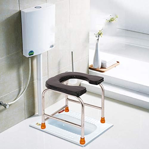Potty Chair Bedside Commode Seat Portable Toilet Waterproof Safety Steel Frame with Non-Slip Leg Pad Comfortable Cushion for Adults