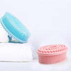 Silicone Body Scrubber,Exfoliating Shower Skin Head Washing Brush, Soft Silicone Dual Sided Comb Bristle Bath Brush Massage (Blue)