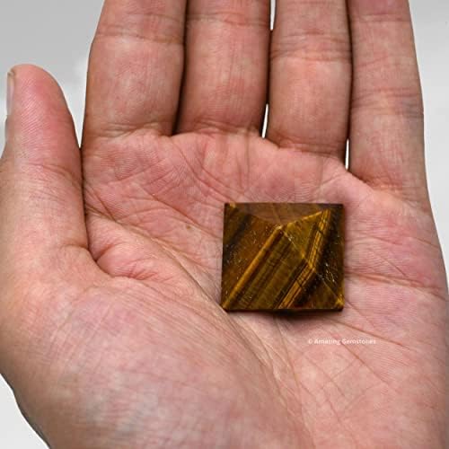 Amazing Gemstone Tigers Eye Pyramid Crystal Healing Stones - 1" Great Pyramid Figurine of Natural Stone Pyramid for Meditation, Reiki, Chakra Balancing and Crystal Pyramids Grid