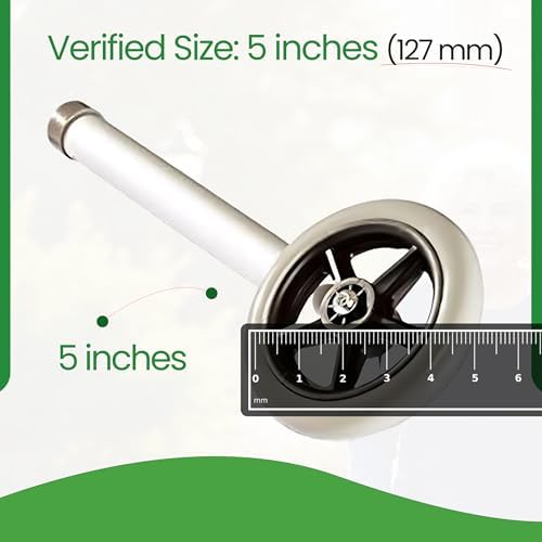 5" Walker Wheels Replacement Kit, Universal Replacement Wheel Kit for Walkers with Pair of Walker Ski Glides, 5 Inch Wheels by Healthline Trading