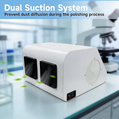 Dental Lab LED Grinding Dust Collector Box with Tempered Glass Baffle, Dual Vacuum System with 2 Filters