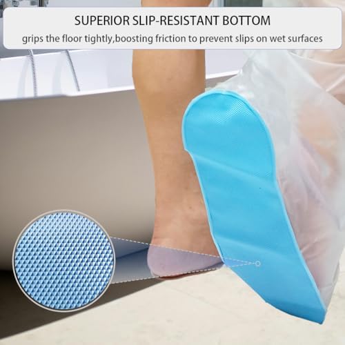 Non-Slip Waterproof Foot Cast Covers for Shower Adult, Shower Boot Foot Protector, Adult Cast Protector for Shower Ankle Foot After Surgery(15.75" in. Long)