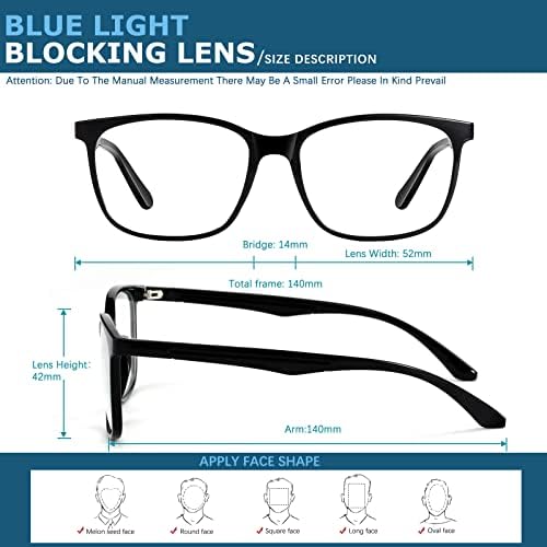 Oilway Blue-Light Blocking Glasses Computer Reading/Gaming/TV/Phones Glasses Fashion Anti Eyestrain Glasses for Women Men