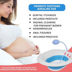 Sitz Bath for Hemorrhoids, Sitz Bath for Toilet Seat, Sitz Bath for Postpartum Care,Collapsible Sits Bath Kit for Women,Easy to Store,Flusher Hose,Wide Seat,Deeper Bowl (Manual Blue)
