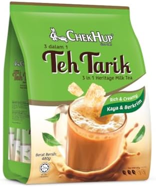 Chek Hup Teh Tarik 3 In 1 Instant Milk Tea Beverage/Fragrant Black Tea With Premium Rock Sugar/Smooth, Rich With Velvety Aftertaste/12s x 40g