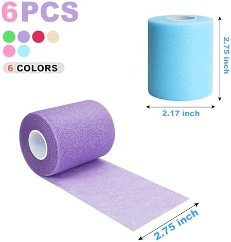 Prewrap Athletic Tape,6 Roll Pre wrap Headbands for Hair Soccer,Foam Underwrap Sports Wrap for Ankles Wrists Hands Knees Elbows 2.75 Inches X 12 Yards