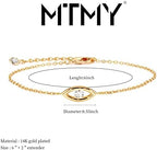 MTMY Evil Eye Bracelet for Women 14K Gold Plated Dainty Bracelets with Crystcal Adjustable Chain Cute Eye Bracelet Gold Jewelry for Her