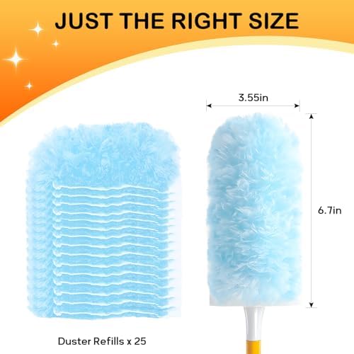 SetSail 25 Count Duster Refills Compatible with Swiffer Dusters for Cleaning Disposable Duster Refill Multi Surface 360° Duster Cleaner Kit for Ceiling Fan, Blind, Furniture