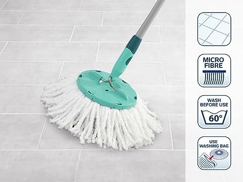 Leifheit Replacement Head Clean Twist Disc Mop, x 2 Pack, High Dirt and Water Absorption with Effective Micro Fibre Cleaning, Microfibre, White, 21 x 17 x 8.5 cm