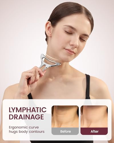 lifechill Lymphatic Drainage Massager & Facial Gua Sha, Metal Muscle Scraper Tool for Massage Therapy, Fascia Massage Tools for Full Body, Smooth Face & Neck Fine Lines and Wrinkles (S)