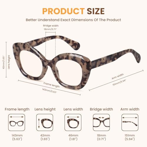 JiSoo Oversized Cat Eye Reading Glasses for Women Funky Cute Readers for Women, Designer Stylish Reading Glasses