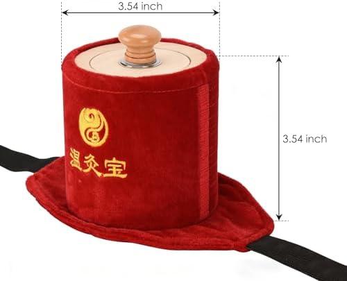 Moxibustion Box, Portable Smokeless Moxa Stick Holder with Adjustable Strap, Wooden Moxa Burner for Waist, Abdomen, Neck, Joints, Home Use Heat Therapy Tool 9cm (Moxa Sticks Not Included)
