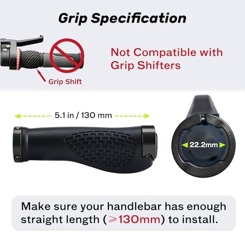 SAPLIZE Bike Handlebar Grips, Multi Colors/Design Optional, Ergonomic Design, Aluminum Double Lock-on, Mountain Bike Grips, MTB BMX Downhill Foldable Urban Bicycles Grips, Scooter Grips