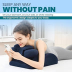Memory Foam Wedge Pillow - Ergonomic Reading & Bed Wedge Pillow for Sleeping, Back Support, Acid Reflux, and Leg Elevation - Multi-Level Support with Removable & Washable Cover (Blue)