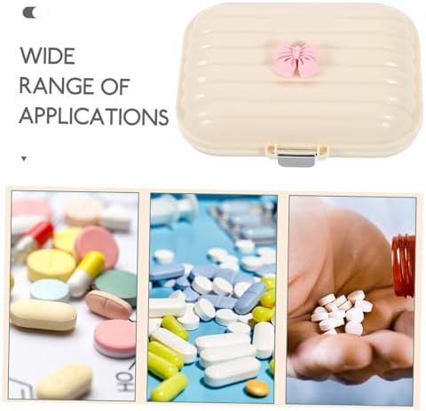 TIDTALEO Portable Multi-Grid Medicine Organizer Large Size with Bowknot, Compact Travel Pill Case and Vitamin Storage Box for Women, Convenient Portable Medicine and Jewelry Storage
