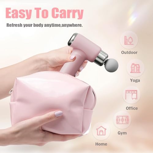 Mini Massage Gun, Powerful Fascial Gun Portable Deep Tissue Percussion Muscle Back Head Massager for Pain Relief with 5 Massage Heads High-Intensity Vibration Rechargeable Small Best Gifts for Dad Mom