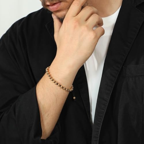 Gold-Plated Bracelets for Men 18K Gold Plated Franco Link Chain Stainless Steel Bracelet Adjustable Bracelet Mens Jewelry Birthday Gift