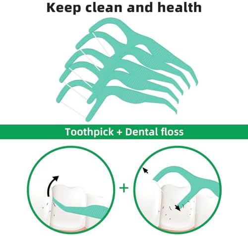 RAZOKO Dental Floss Picks | Toothpick, Shred-Resistant Floss, Easy Grip Handle, Fresh Mint Flavor, 400 Count (Pack of 2)