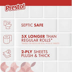 Amazon Brand - Presto! Ultra-Strong 2-Ply Toilet Paper, 24 Mega Rolls = 120 Regular Rolls, 308 Sheets Per Roll, Unscented