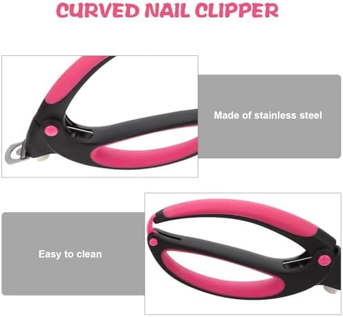 Healifty Nail Clipper Fingernail Trimmer Stainless Steel U-Shaped Nail Cutter Curved Edge Manicure Tool for Home and Black Rose Color