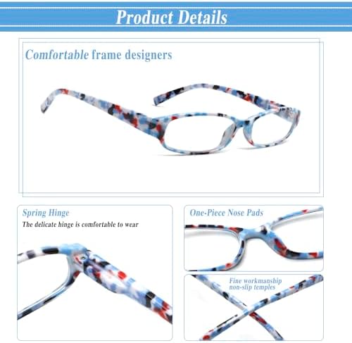 NORPERWIS Reading Glasses 5 Pairs Spring Hinge Comfort Fashion Quality Readers for Men and Women
