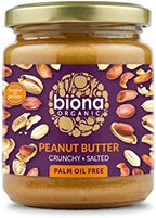Biona Organic Peanut Butter Crunchy (free from Palm Fat) 250g - Pack of 2