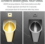 Universal Washout Urinal 304 Stainless Steel Urinal, High Efficiency Urinal with Top Spud, Household/Commercial Men's Adult Urinal Bathroom Toilet(White with Sensor)