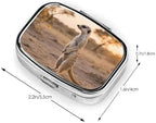 Square Round Pill Case Meerkat Animal Pill Box Daily 2 Compartment Travel Pill Container for Pocket Purse Portable Medicine Cod Liver Oil Storage Box 2 Times a Day Pill Organizer