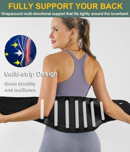 Lightweight Back Brace for Lower Back Pain Women Men, Adjustable Lumbar Support Waist Support Brace for Women Lower Back Pain Relief Products, Hip Belt Waist Belt Sciatic Nerve Brace for Women Men (Black, X-Large)