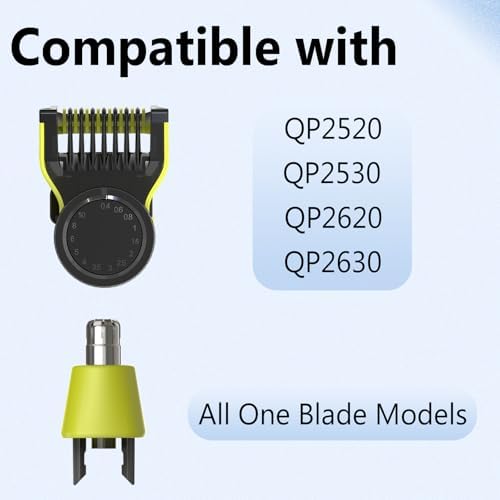 Adjustable Guide Comb for One Blade QP2520 QP2530 QP2620 QP2630 & Nose Trimmer Replacement Head Blade for One Blade, Accessories for One Blade