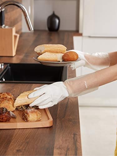 LANON 3 Pairs wahoo Skin-Friendly Cleaning Gloves, Unlined Dishwashing Kitchen Gloves, Reusable, Non-Slip, Brilliant White, Medium