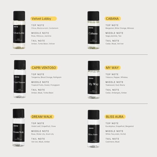 Hotel Diffuser Oil Fragrance Oil Set (6 x 20ml) – Luxury Aroma Oils for Diffuser, Inspired by Iconic 5-Star Hotels – Premium Scented Oil Gift Set for Home & Office