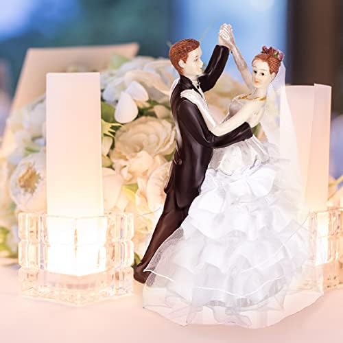 Sotiff Wedding Cake Toppers Resin Bride Groom Figurine Cake Topper for Wedding, Anniversary and Bridal Shower Decor Reusable Cakes Decoration Fits Most Cakes Sizes Fun Couple Figurines Gift
