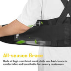 COOLJOB Expert Back Brace for Lower Back Pain Relief, Powerful Lumbar Support with 3D Foam Pad and Elastic Shoulder Strap, Breathable Adjustable Support Belt for Men Women, Black, L for Waist 37-47"