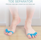 Silicone Toe Separators for Women & Men - Toe Spacers for Bunion Relief, Hammer Toe, Plantar Fasciitis & Pedicures | Includes Metatarsal Pad & Therapeutic Yoga Cushion for Foot Pain(2pcs,blue)