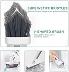 Affogato Floor Scrub Brush Bathroom Long Handle Bathtub Push Broom Shower Tile Grout Scrubber Rotatable Indoor Kitchen Crevice Cleaning Brush for Hard to Reach Areas - White 46.8inches Lengthen