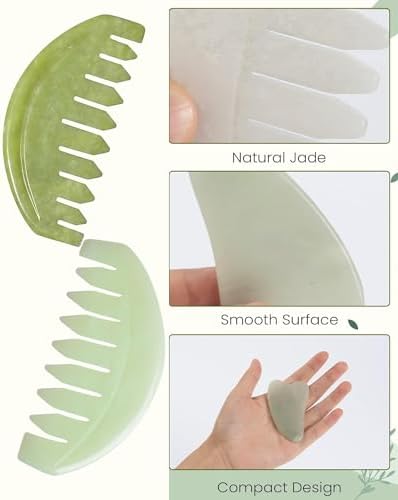 EORTA 3pcs Jade Massage Comb Board, Guasha Scalp Massager Comb, Multifunctional Jade Hair Combs for Scalp Face Neck Caring