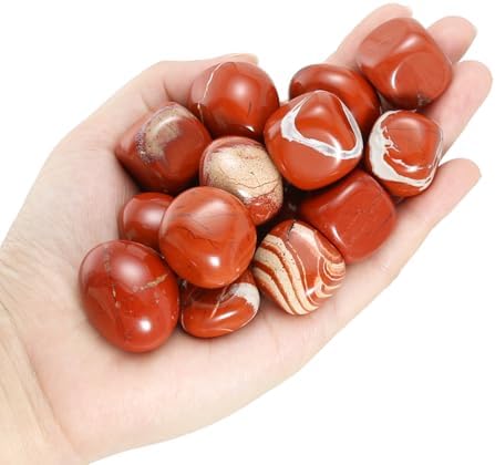 Red Jasper Crystals Stone, Polished Stones & Rocks, Natural Healing Crystals for Chakra Balancing, Meditation, Spiritual Decor, Tumbled Stones for Energy, Reiki, Gifts (0.5LB)