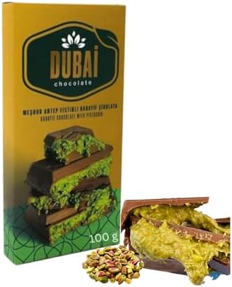 Dubai Chocolate Bar - Premium Milk Chocolate - Gourmet Snack Bar, Thanksgiving, Christmas, Holiday Present Idea, Corporate Him & Her, Men Women Sympathy Family Parties & Get Well Soon - 3.50 Oz